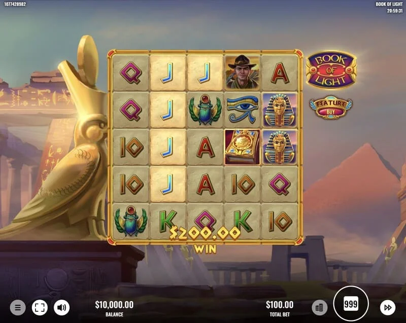 Book of Lights – laimėjimo linija pagrindiniame žaidime su Multiplier Wild